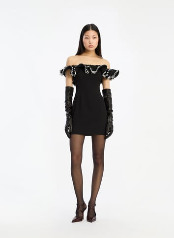 Short flounced dress ROTATE Black